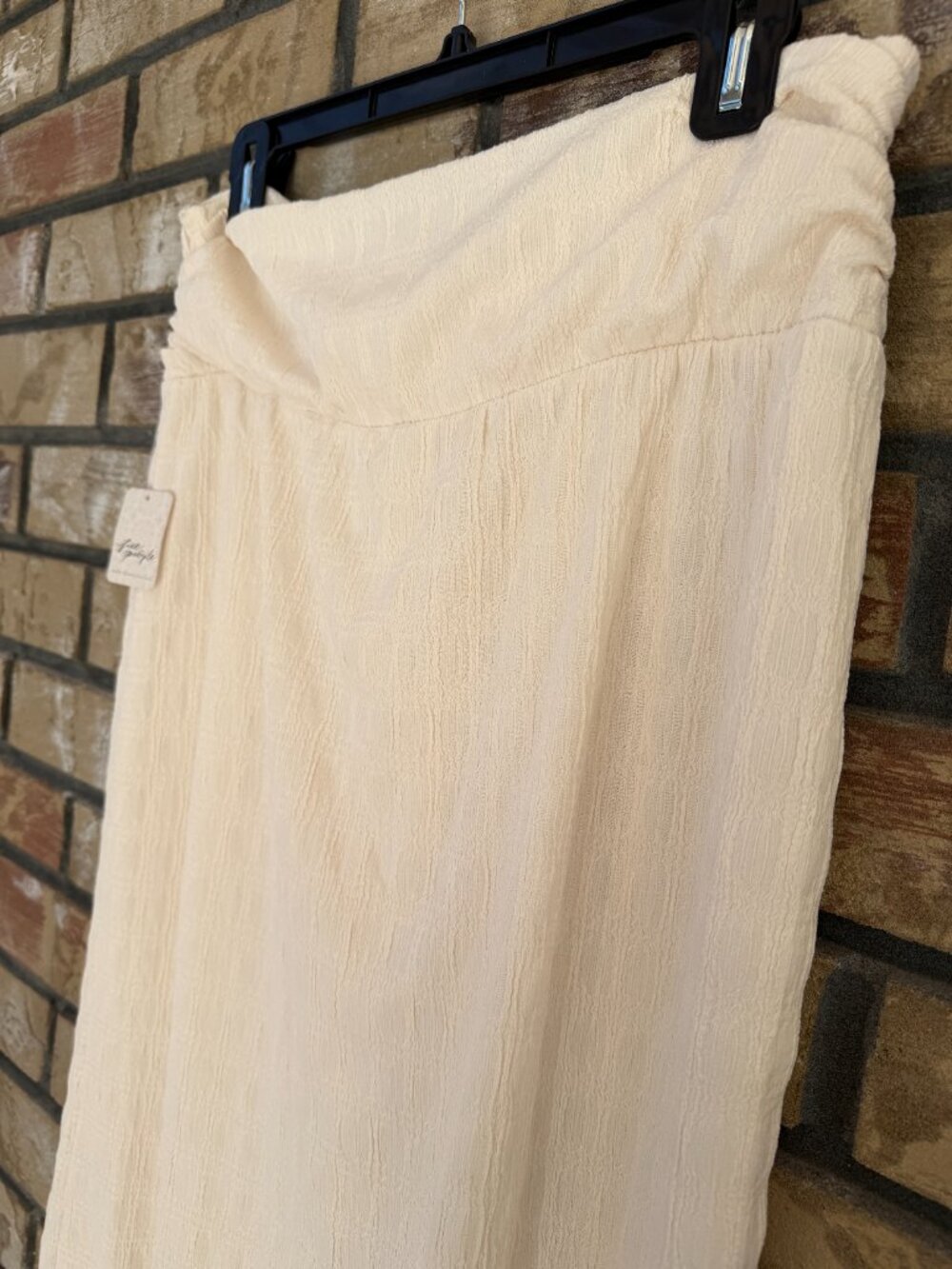 Free People Tovah Textured Plaid Slit Maxi Skirt Tofu Cream Size Large NWT - Picture 10 of 14